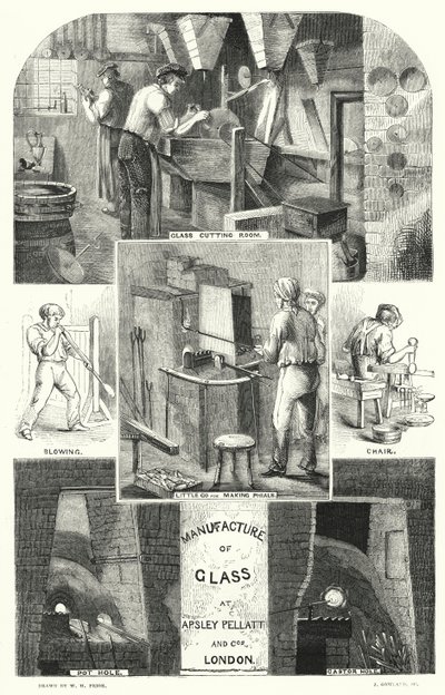 Produksjon av glass hos Apsley Pellatt and Cos, London (gravering) av William Henry Pike