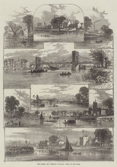 Oxford og Cambridge Boat-Race, utsikt over elven av William Henry Pike