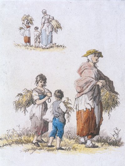 Kvinner og barn som sankes, Provincial Characters, 1802 av William Henry Pyne