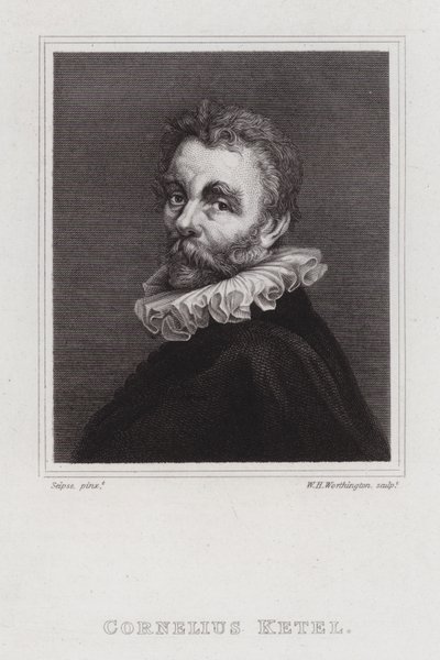 Cornelis Ketel , nederlandsk manneristmaler (gravering) av William Henry Worthington