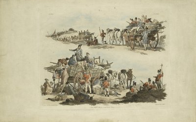 Camp Scenes, 1803 (farget etsning) av William Henry after Pyne