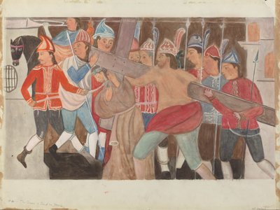 Korsstasjon nr. 2: Korset er lagt på Jesus, ca. 1936. av William Herbert