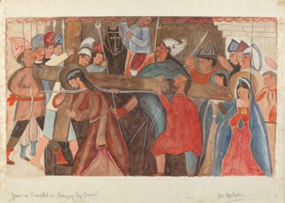 Korsstasjon nr. 5: Jesus får hjelp til å bære sitt kors, ca. 1936. av William Herbert