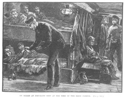 Om bord på et emigrantskip under den irske hungersnøden (gravering) (s/h-foto) av William Heysham (after) Overend