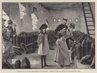 En reminissens fra bombardementet av Alexandria, turister som inspiserer skjell i Ras-el-Tin-fortet av William Heysham Overend