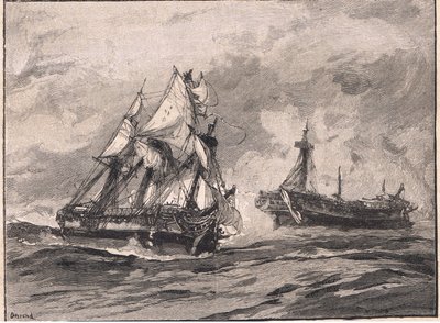 Arethusa og Belle Poule AD 1778 av William Heysham Overend