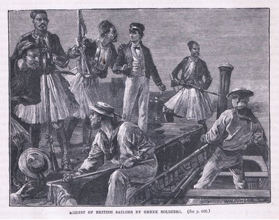 Arrestasjon av britiske sjømenn av greske soldater 1850 e.Kr av William Heysham Overend