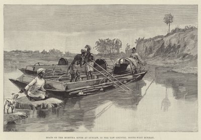 Båter på Myettha-elven ved Gungaw, i Yaw Country, Nordvest-Burmah av William Heysham Overend