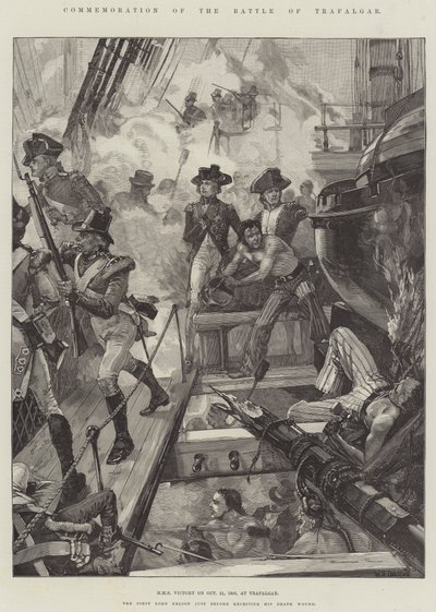Minnemarkering av slaget ved Trafalgar, HMS Victory 21. oktober 1805, ved Trafalgar av William Heysham Overend