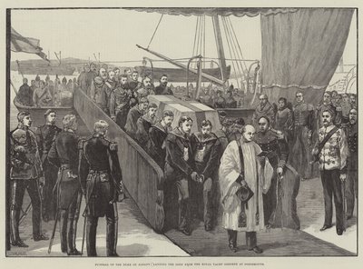 Begravelse av hertugen av Albany, lander liket fra Royal Yacht Osborne i Portsmouth av William Heysham Overend
