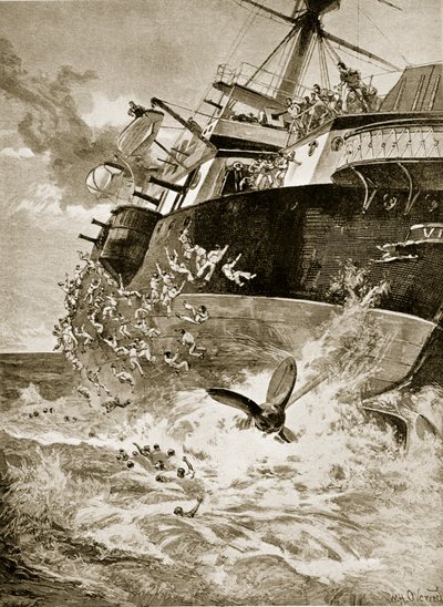 HMS Victoria kantret, 22. juni 1893 av William Heysham Overend