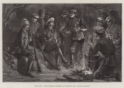 Pot Luck med russiske soldater i Possiette Bay, Russian Tartary av William Heysham Overend