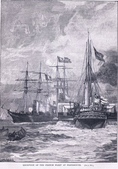 Mottak av den franske flåten i Portsmouth 1865 e.Kr av William Heysham Overend