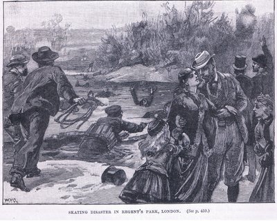 Skøytekatastrofe i Regents Park, London 1868 e.Kr av William Heysham Overend