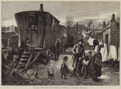 Skisser av Gipsy Life, et leirsted nær Latimer-Road, Notting-Hill av William Heysham Overend