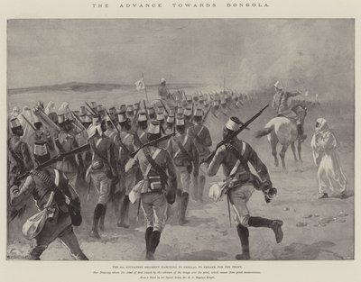 Fremskrittet mot Dongola, det 9. soudanesiske regiment som marsjerer til Shellal for å gå om bord for fronten av William Heysham Overend