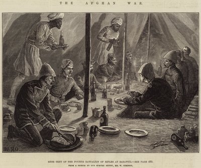 Den afghanske krigen, messetelt til den fjerde bataljonen av rifler ved Basawul av William Heysham Overend