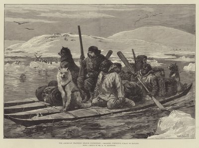 Den amerikanske Franklin Search Expedition, krysser Simpsons Strait i kajakker av William Heysham Overend