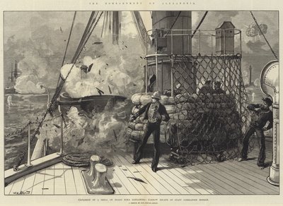 The Bombardment of Alexandria, Explosion of a Shell on Board HMS Alexandria, Narrow Escape of Staff Commander Hosken av William Heysham Overend