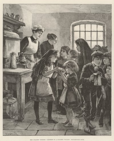 The Colliery Strikes, Distress in a Colliery Village, distribuerer suppe av William Heysham Overend