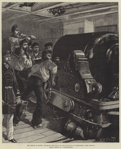 Krisen i Egypt, trening av Guns of HMS Sultan i Alexandria av William Heysham Overend