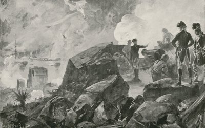 Ødeleggelsen av de spanske slagskipene av britene på Gibraltar av William Heysham Overend