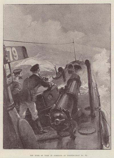 Hertugen av York i kommando over Torpedo-båt nr. 79 av William Heysham Overend