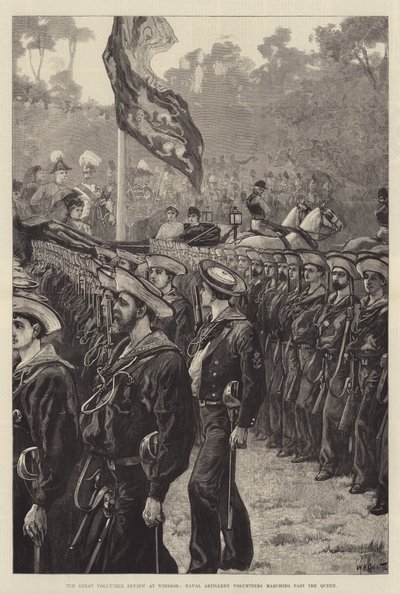 The Great Volunteer Review at Windsor, Naval Artillery Volunteers marsjerte forbi dronningen av William Heysham Overend