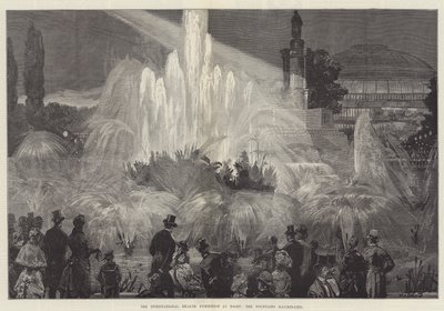 Den internasjonale helseutstillingen om natten, fontenene opplyst av William Heysham Overend