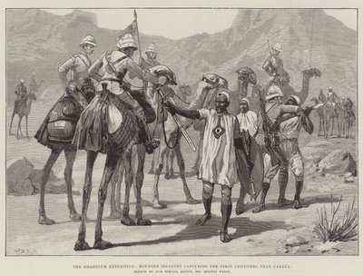 Khartoum-ekspedisjonen, montert infanteri som fanger de første fangene nær Gakdul av William Heysham Overend