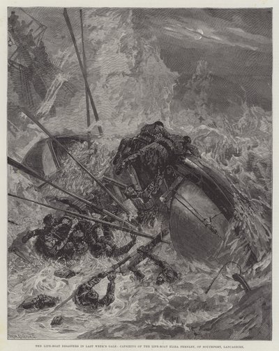 Livbåtkatastrofene i forrige ukes kuling, kantring av livbåten Eliza Fernley, fra Southport, Lancashire av William Heysham Overend