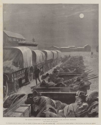 Matabele-opprøret, på nordsiden av Laager, Bulawayo, Moonlight av William Heysham Overend