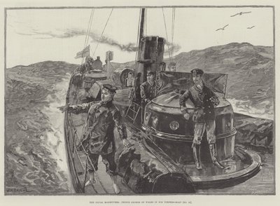 Sjømanøvrene, prins George av Wales i sin torpedobåt (nr. 79) av William Heysham Overend