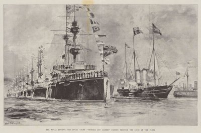 Naval Review, Royal Yacht Victoria og Albert passerer gjennom Lines of the Fleet av William Heysham Overend