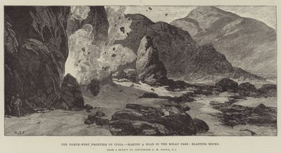 North-West Frontier of India, gjør en vei i Bolan Pass, sprengning av steiner av William Heysham Overend