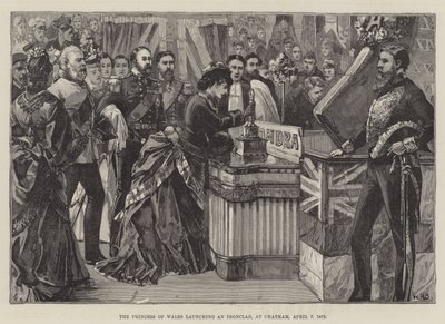 Prinsessen av Wales lanserer en Ironclad, i Chatham, 7. april 1875 av William Heysham Overend