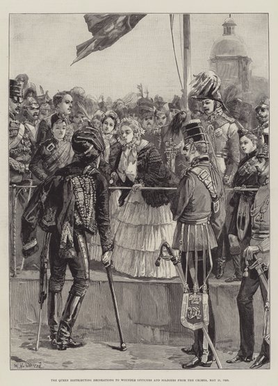 Dronningen deler ut dekorasjoner til sårede offiserer og soldater fra Krim, 21. mai 1856 av William Heysham Overend