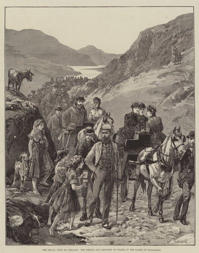 Det kongelige besøket til Irland, prinsen og prinsessen av Wales ved innsjøene i Killarney av William Heysham Overend