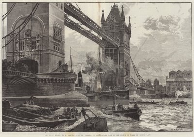 Tower Bridge, som skal reises over Themsen, grunnsteinen ble lagt av prinsen av Wales mandag sist av William Heysham Overend