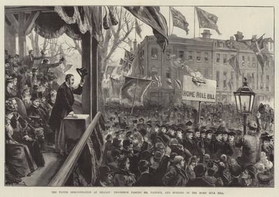 Ulster-demonstrasjonen i Belfast, prosesjon som passerte Mr Balfour, og brenning av hjemmestyreloven av William Heysham Overend