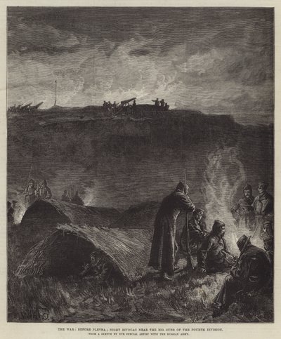 Krigen, før Plevna; Night Bivouac nær Big Guns of the Fourth Division av William Heysham Overend