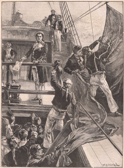 Mytteriet ved Spithead: hale ned det røde flagget AD 1797 av William Heysham Overend