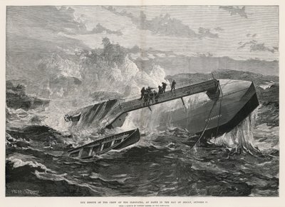 Redningen av mannskapet på Cleopatra, ved daggry i Biscayabukta av William Heysham Overend