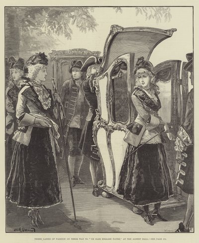 Three Ladies of Fashion på vei til Ye Olde English Fayre, i Albert Hall av William Heysham Overend