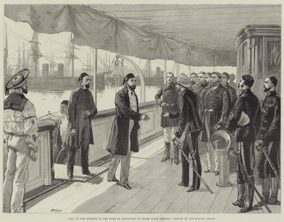 Besøk av Khedive til hertugen av Connaught om bord på HMS Helicon av William Heysham Overend