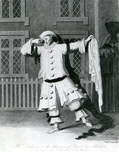 Herr Delphini i rollen som Pierot i Aladdin, 1780-1790 av William Hincks