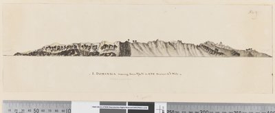 Side 25a/c 1. Dominica peiling fra N ved V til ØSØ 1 1/2 miles avstand av William Hodges
