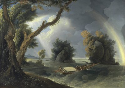 Storm on the Ganges, med Mrs Hastings nær Colgon Rocks, ca. 1790 (olje på lerret) av William Hodges