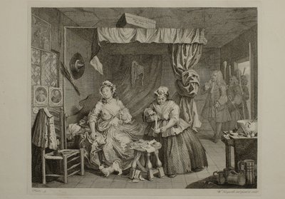 En prostituerts liv: plate 3 av William Hogarth