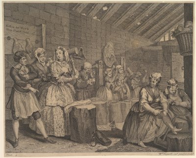 En prostituerts karriere, tavle 4 av William Hogarth